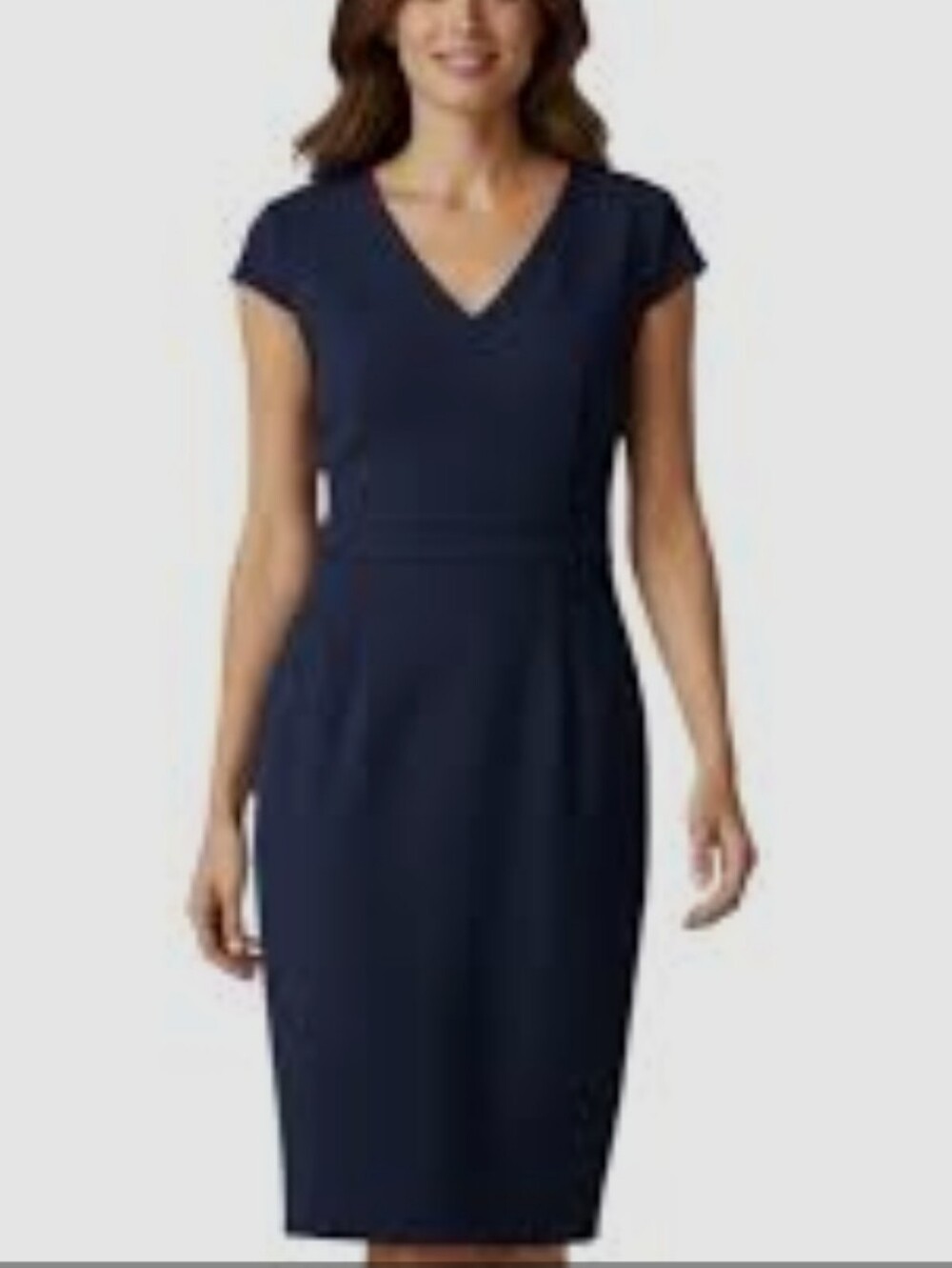 Long Tall Sally Classic Navy V-Neck Cap Sleeve Sheath Dress